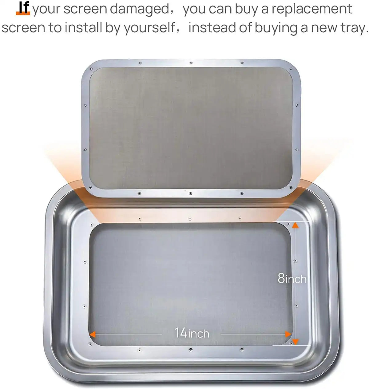 Mogobe Trim Tray with Detachable 150 Micron Screen, 19.5*13.5 inches, top view showing the size