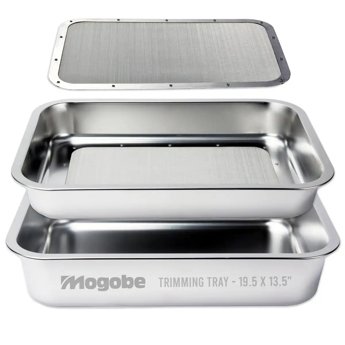 Mogobe Trim Tray with Detachable 150 Micron Screen, Made of Stainless Steel, 19.5*13.5 inches, big version