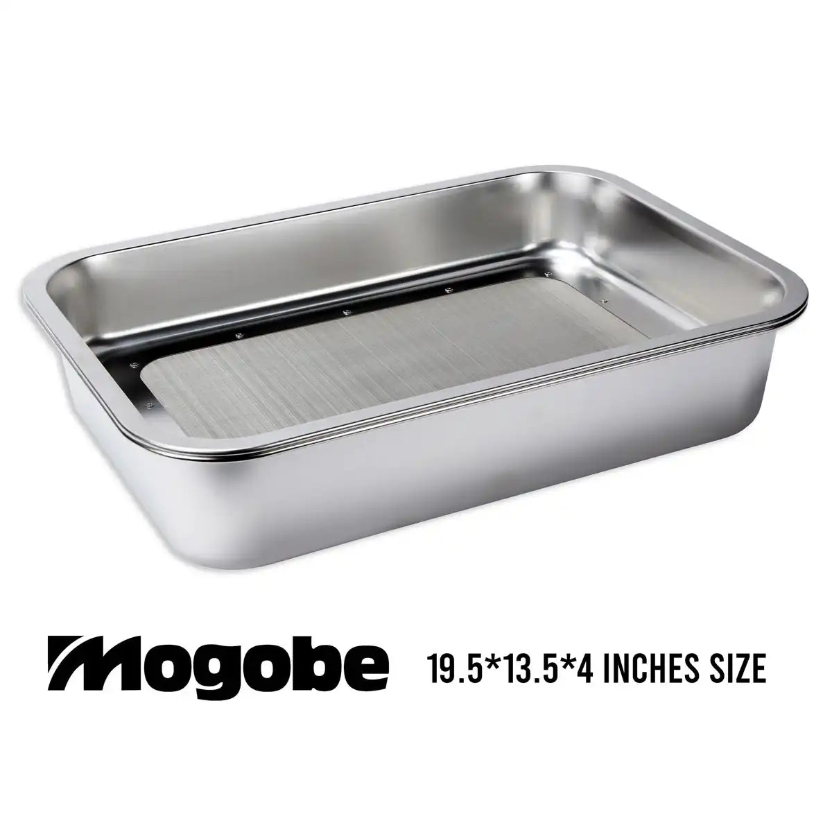 Mogobe Trim Tray with Detachable 150 Micron Screen, Made of Stainless Steel, 19.5*13.5 inches, side view