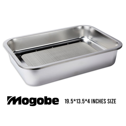 Mogobe Trim Tray with Detachable 150 Micron Screen, Made of Stainless Steel, 19.5*13.5 inches