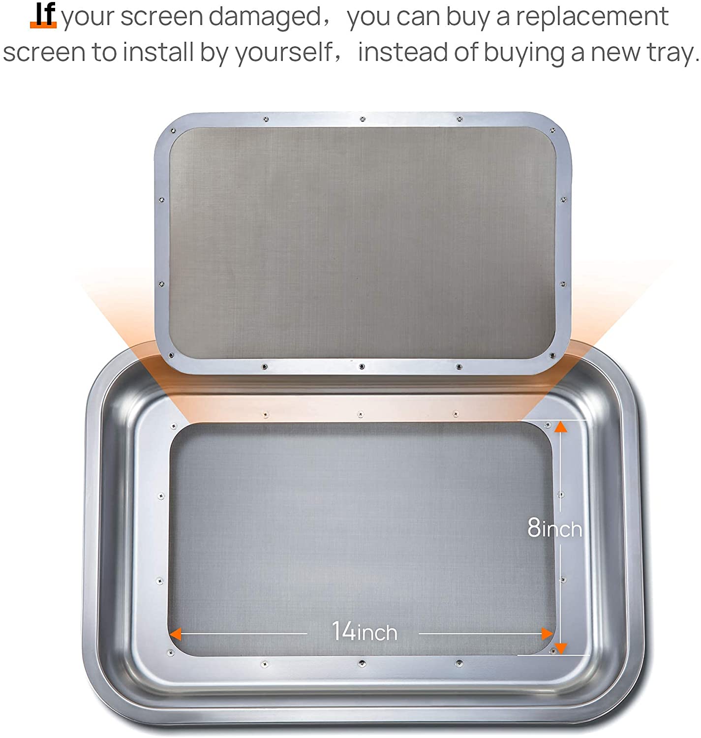 Mogobe Trim Tray, Made of Stainless Steel with A Detachable 150 Micron Screen, 15.5*11.5 Inches