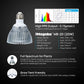 specification of mogobe 20w grow light bulb including PPE, PPF, PPFD